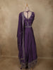 Deep Purple Floral Zari Embroidered Design Georgette Gown with Dupatta