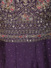 Deep Purple Floral Zari Embroidered Design Georgette Gown with Dupatta