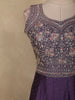 Deep Purple Floral Zari Embroidered Design Georgette Gown with Dupatta