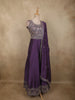 Deep Purple Floral Zari Embroidered Design Georgette Gown with Dupatta