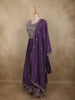 Deep Purple Floral Zari Embroidered Design Georgette Gown with Dupatta