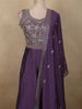 Deep Purple Floral Zari Embroidered Design Georgette Gown with Dupatta