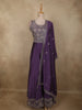 Deep Purple Floral Zari Embroidered Design Georgette Gown with Dupatta