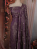 Deep Purple Floral Zari Embroidered Design Tissue Unstitched Salwar Material with Dupatta