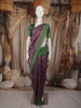 Deep Purple Geometric Zari Woven Design Semi Tussar Saree with Contrast Zari Border