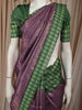Deep Purple Geometric Zari Woven Design Semi Tussar Saree with Contrast Zari Border