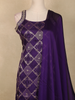 Deep Purple Geometric Zari Woven Design Silk Straight Cut Salwar Suit
