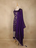 Deep Purple Geometric Zari Woven Design Silk Straight Cut Salwar Suit