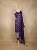 Deep Purple Geometric Zari Woven Design Silk Straight Cut Salwar Suit