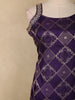 Deep Purple Geometric Zari Woven Design Silk Straight Cut Salwar Suit