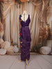 Deep Purple Gold Striped Zari Woven Design Chiffon Ready to Wear Party Saree with Designer Blouse