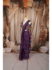 Deep Purple Gold Striped Zari Woven Design Chiffon Ready to Wear Party Saree with Designer Blouse