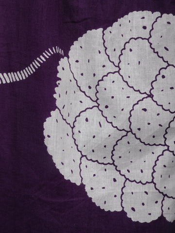 Deep Purple Mirror Work Floral Printed Cotton Salwar Suit Set - Diadem