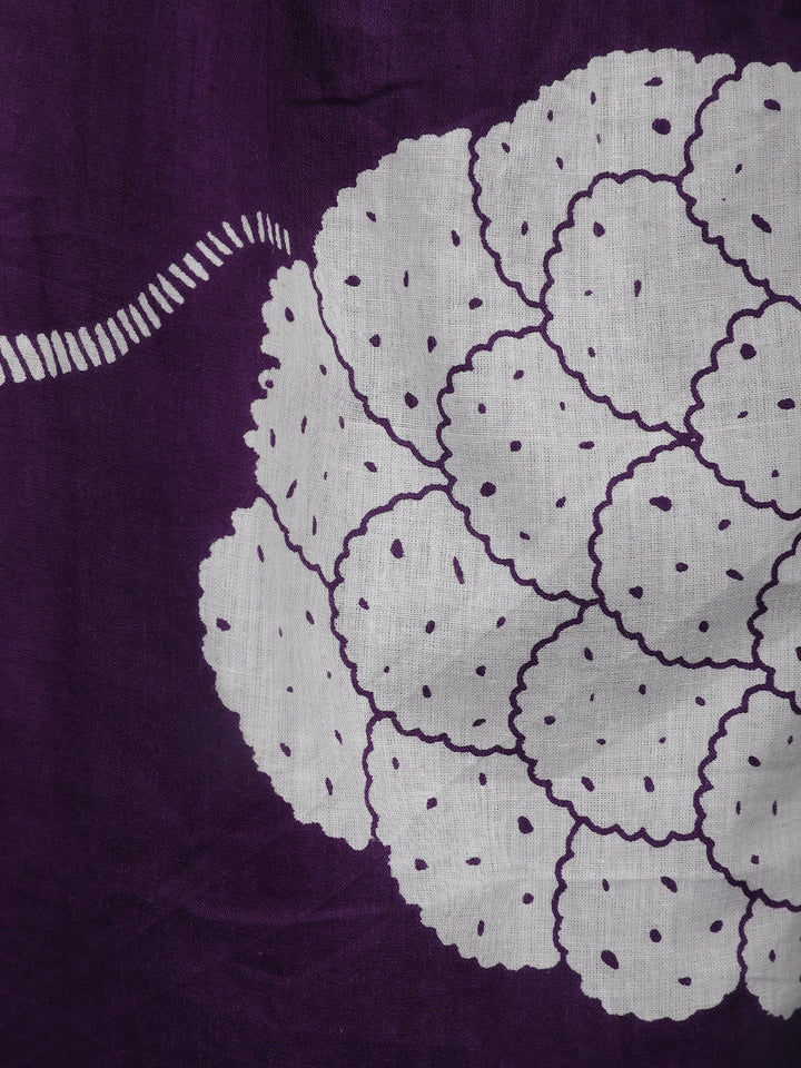 Deep Purple Mirror Work Floral Printed Cotton Salwar Suit Set - Diadem
