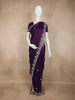 Deep Purple Sequins and Beads Embroidered Design Space Silk Party Wear Saree
