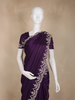 Deep Purple Sequins and Beads Embroidered Design Space Silk Party Wear Saree
