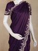 Deep Purple Sequins and Beads Embroidered Design Space Silk Party Wear Saree