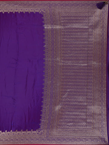 Deep Purple Solid Design Tissue Saree - Diadem