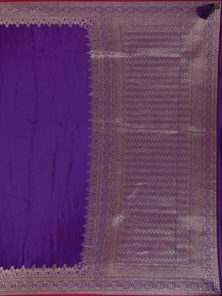 Deep Purple Solid Design Tissue Saree - Diadem