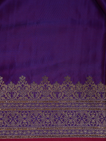 Deep Purple Solid Design Tissue Saree - Diadem