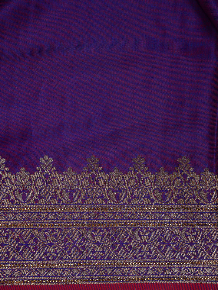 Deep Purple Solid Design Tissue Saree - Diadem