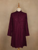 Maroon Thread Embroidered Sequin Work Cotton Kurta For Men