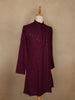 Maroon Thread Embroidered Sequin Work Cotton Kurta For Men