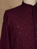 Maroon Thread Embroidered Sequin Work Cotton Kurta For Men