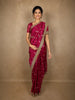 Deep Raspberry Pink Butta Zari Woven Design Tissue Saree with Designer Lace Border