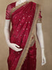 Deep Raspberry Pink Butta Zari Woven Design Tissue Saree with Designer Lace Border