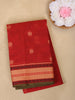 Deep Red Circle Motif Design Cotton Saree