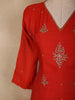 Deep Red Floral Thread Embroidered Design Georgette Salwar Suit with Dupatta