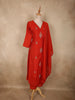 Deep Red Floral Thread Embroidered Design Georgette Salwar Suit with Dupatta