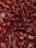 Deep Red Floral Woven Banarasi Silk Saree With Silver Zari Border