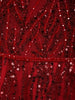 Deep Red Sequin Embellished Net Gown with Draped Sleeves