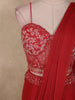 Deep Red Solid Design Satin Ready To Wear Saree with Designer Blouse