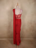 Deep Red Solid Design Satin Ready To Wear Saree with Designer Blouse