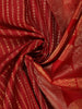 Deep Red Striped Woven Design Pure Kanchipuram Silk Saree with Gold Zari Border