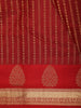Deep Red Striped Woven Design Pure Kanchipuram Silk Saree with Gold Zari Border