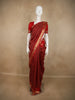 Deep Red Striped Woven Design Pure Kanchipuram Silk Saree with Gold Zari Border