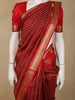 Deep Red Striped Woven Design Pure Kanchipuram Silk Saree with Gold Zari Border