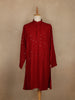 Deep Red Thread Embroidered Sequin Work Cotton Kurta for Men