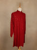 Deep Red Thread Embroidered Sequin Work Cotton Kurta for Men