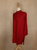 Deep Red Thread Embroidered Sequin Work Cotton Kurta for Men