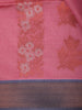 Deep Rose Pink Floral Butta Zari Woven Design Tussar Saree with Contrast Zari Border