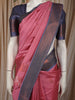 Deep Rose Pink Floral Butta Zari Woven Design Tussar Saree with Contrast Zari Border