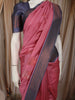 Deep Rose Pink Floral Butta Zari Woven Design Tussar Saree with Contrast Zari Border