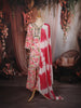 Deep Rose Pink Floral Printed and Mirror Embroidered Design Cotton Straight Cut Salwar Suit with Matching Dupatta