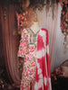 Deep Rose Pink Floral Printed and Mirror Embroidered Design Cotton Straight Cut Salwar Suit with Matching Dupatta