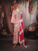 Deep Rose Pink Floral Printed and Mirror Embroidered Design Cotton Straight Cut Salwar Suit with Matching Dupatta